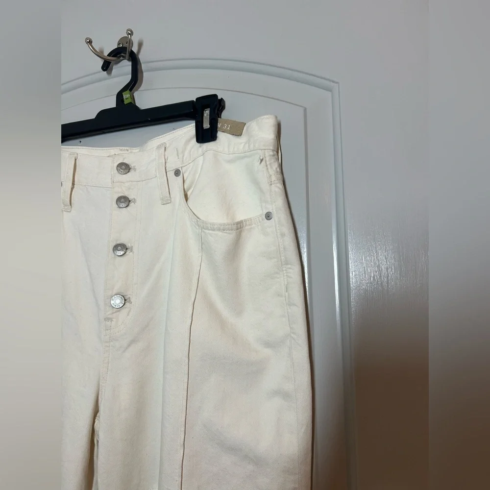 Madewell Baggy Straight High Rise Jeans in Vintage Canvas Cream Size 31 NWT